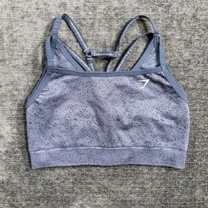 Gymshark Flex Strappy‎ Sports Bra Blue Marl Seamless Speckled Workout Top